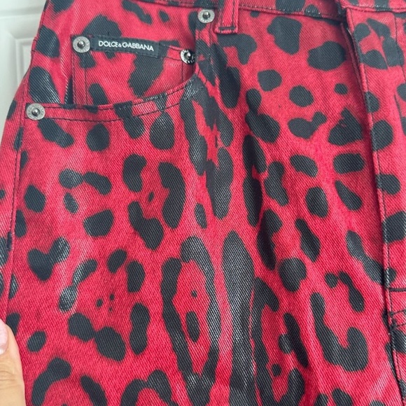 DOLCE & GABBANA Red Coated Leopard Print Skinny
Jeans size 40 - Picture 4 of 10